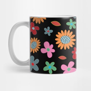 Spring Floral Pattern - Black Mug